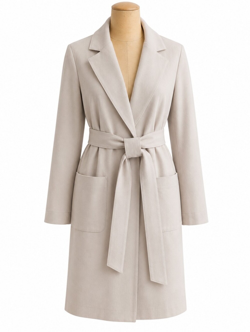 Magaschoni Belted Open Front Coatigan Beige Size M Soft Knit Jacket - Picture 1 of 6
